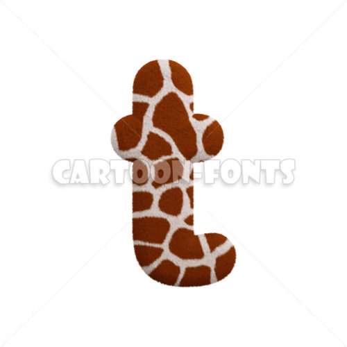 Giraffe letter T - lowercase 3d letter - Cartoon fonts