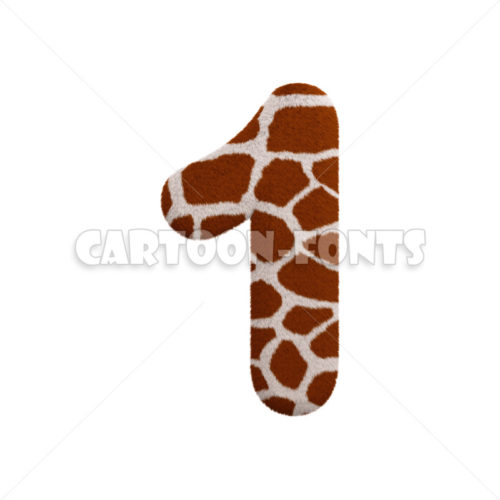 Giraffe numeral 1 - 3d digit - Cartoon fonts