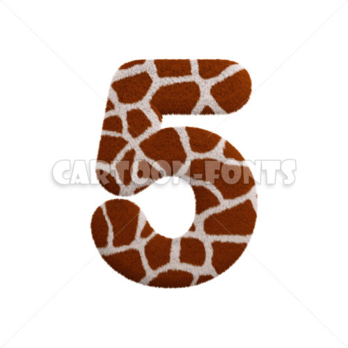 Giraffe numeral 5 - 3d digit - Cartoon fonts