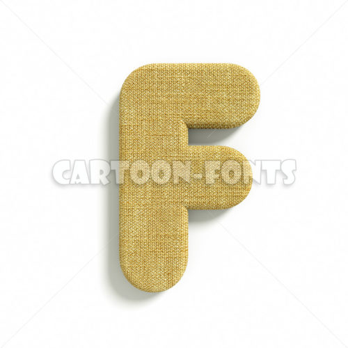 jute character F - Large 3d letter - Cartoon fonts