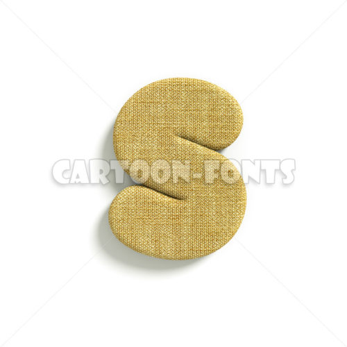 Hessian character S - Small 3d letter - Cartoon fonts