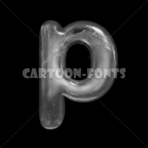 Ice letter P - Lower-case 3d character - Cartoon fonts