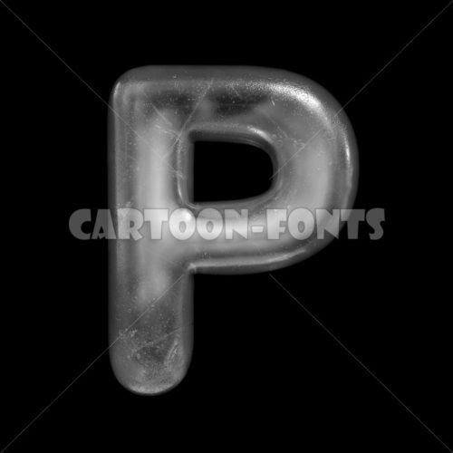 Ice letter P - large 3d character - Cartoon fonts