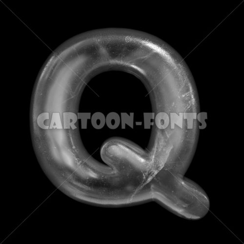 frozen letter Q - capital 3d font - Cartoon fonts