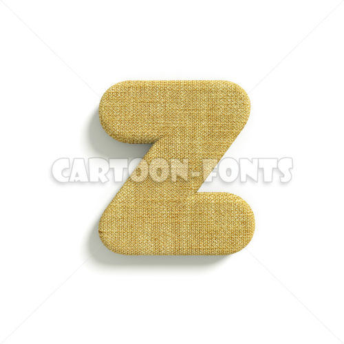 hessian letter Z - lowercase 3d character - Cartoon fonts