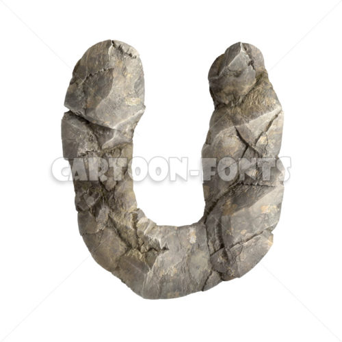 boulder character U - uppercase 3d letter - Cartoon fonts