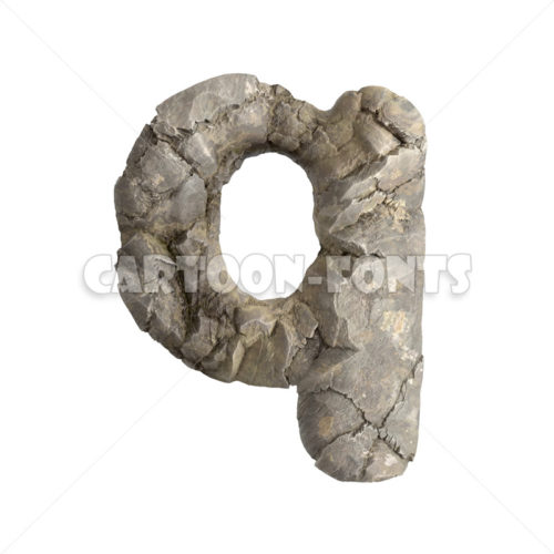 stone character Q - lowercase 3d font - Cartoon fonts