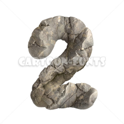 stone numeral 2 - 3d number - Cartoon fonts