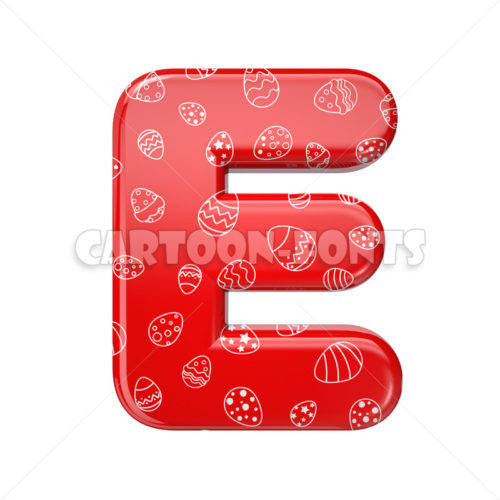 Easter egg font E - Uppercase 3d character - Cartoon fonts