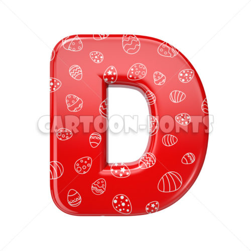 Easter egg letter D - Large 3d font - Cartoon fonts