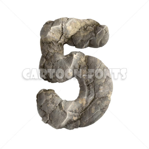 Rock numeral 5 - 3d digit - Cartoon fonts