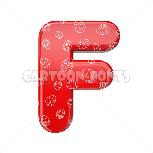 red and white celebration character F - Large 3d letter - Cartoon fonts