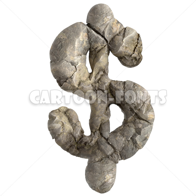 rock dollar money - 3d Currency symbol - Cartoon fonts