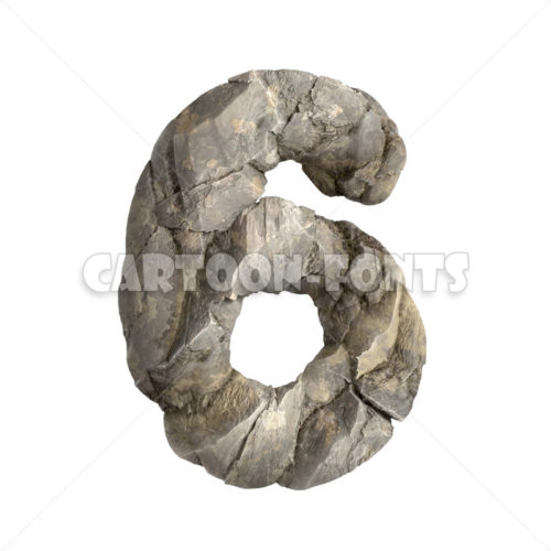 rock numeral 6 - 3d number - Cartoon fonts