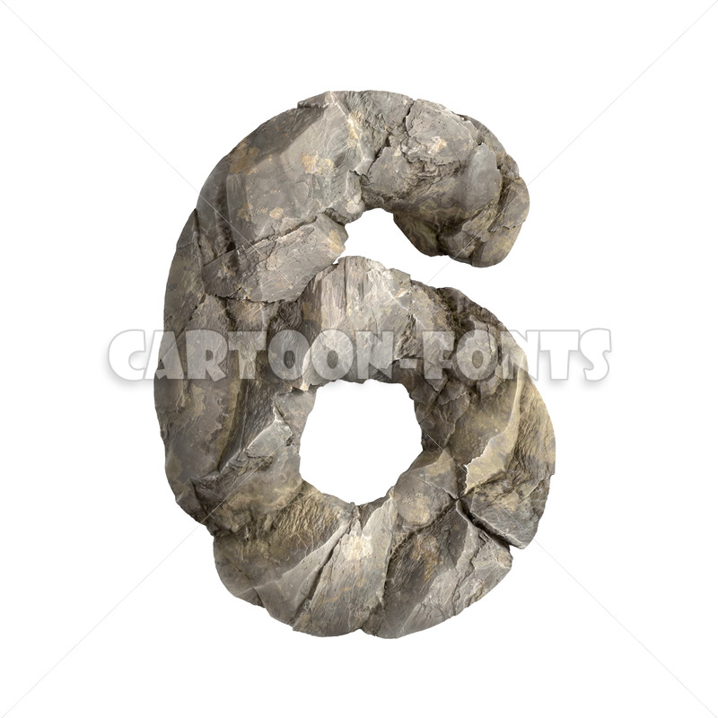 rock numeral 6 - 3d number - Cartoon fonts