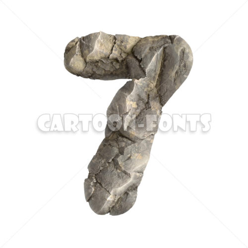 rock numeral 7 - 3d digit - Cartoon fonts