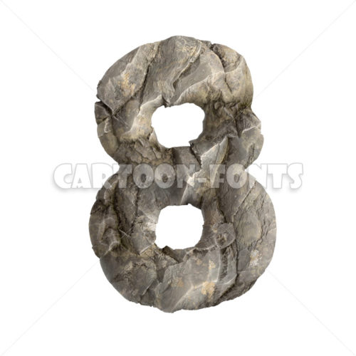 rock numeral 8 - 3d number - Cartoon fonts
