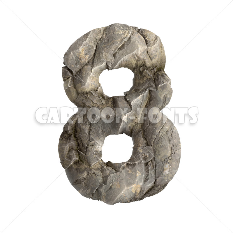 rock numeral 8 - 3d number - Cartoon fonts