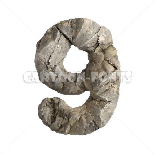 rock numeral 9 - 3d digit - Cartoon fonts