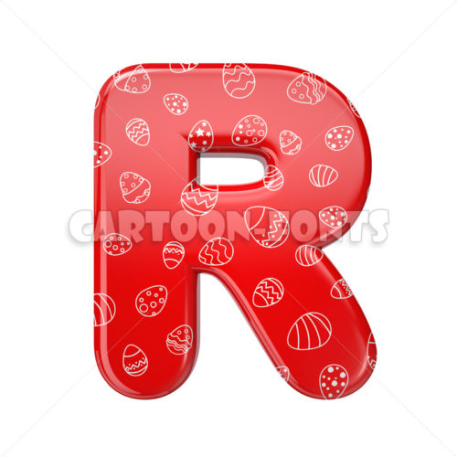 Easter egg character R - Upper-case 3d letter - Cartoon fonts