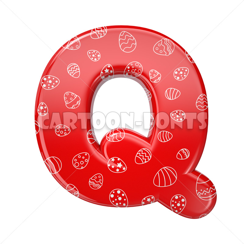 Easter egg letter Q - capital 3d font - Cartoon fonts