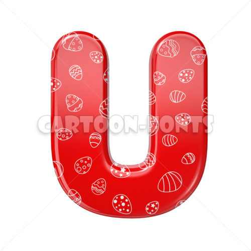 red and white celebration character U - uppercase 3d letter - Cartoon fonts