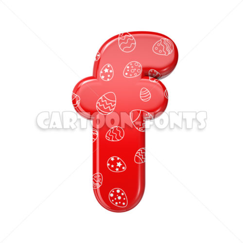 red and white celebration character F - Lower-case 3d letter - Cartoon fonts