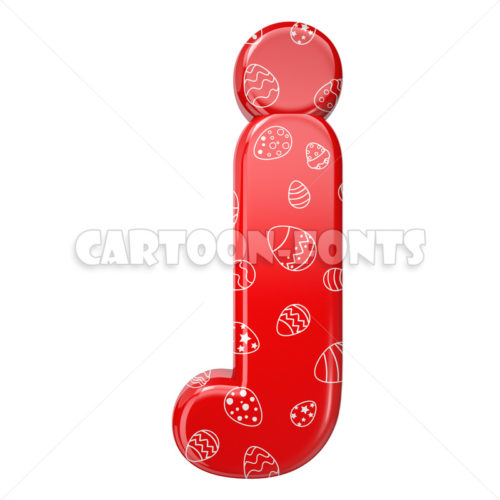 red and white celebration letter J - small 3d character - Cartoon fonts