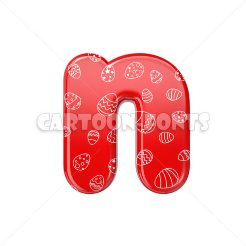 red and white celebration character N - Minuscule 3d letter - Cartoon fonts