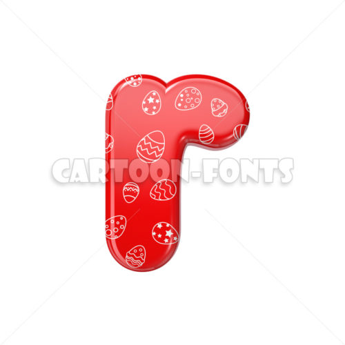 red and white celebration font R - Lowercase 3d character - Cartoon fonts