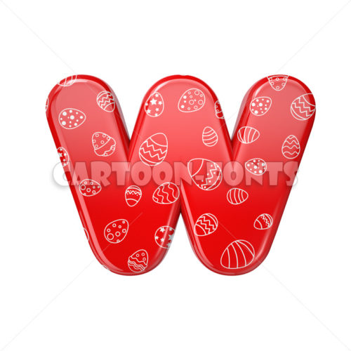 Easter font W - Small 3d letter - Cartoon fonts