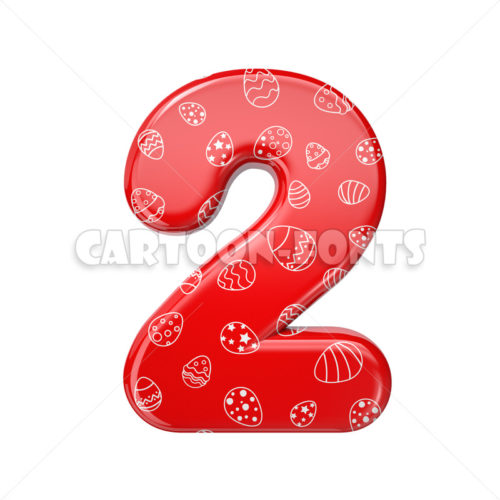 Easter numeral 2 - 3d number - Cartoon fonts