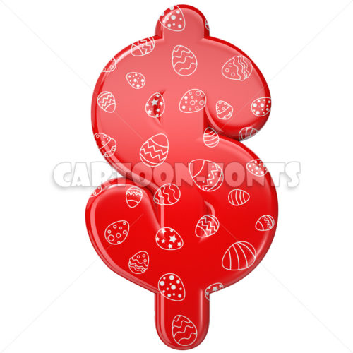 Easter egg dollar money - 3d Currency symbol - Cartoon fonts