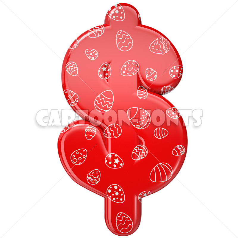 Easter egg dollar money - 3d Currency symbol - Cartoon fonts