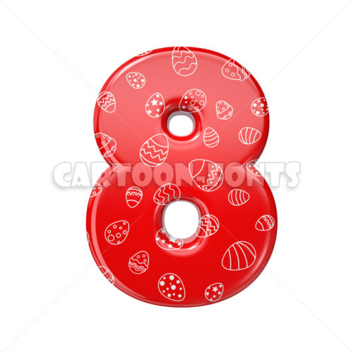 Easter egg numeral 8 - 3d number - Cartoon fonts