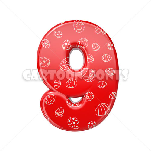 Easter egg numeral 9 - 3d digit - Cartoon fonts