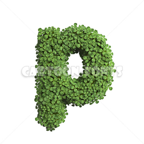clover letter P - Lower-case 3d character - Cartoon fonts - High quality 3d letters and signs illustrations