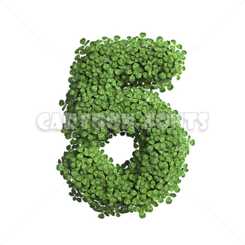 clover numeral 5 - 3d digit - Cartoon fonts - High quality 3d letters and signs illustrations