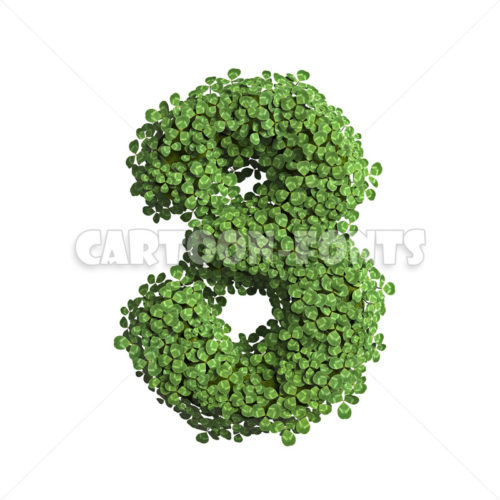 ecological numeral 3 - 3d digit - Cartoon fonts - High quality 3d letters and signs illustrations