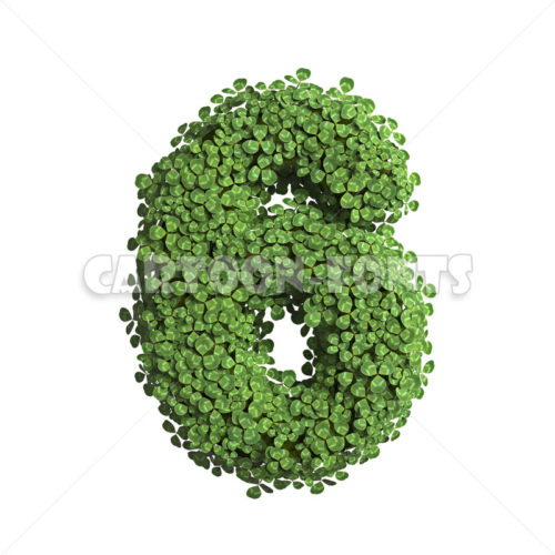 ecological numeral 6 - 3d number - Cartoon fonts - High quality 3d letters and signs illustrations
