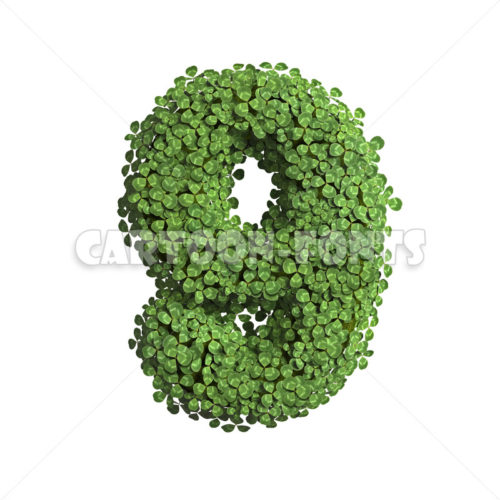 ecological numeral 9 - 3d digit - Cartoon fonts - High quality 3d letters and signs illustrations