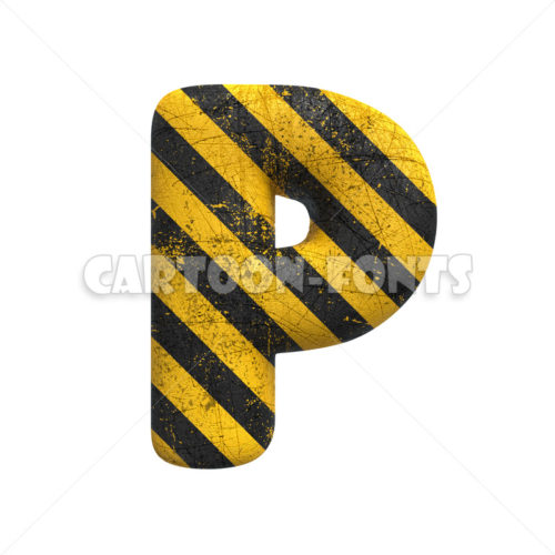 Danger letter P - large 3d character - Cartoon fonts - High quality 3d letters and signs illustrations