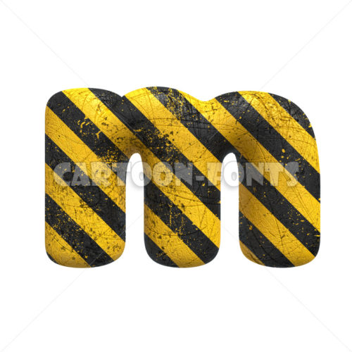 caution character M - Lower-case 3d font - Cartoon fonts - High quality 3d letters and signs illustrations