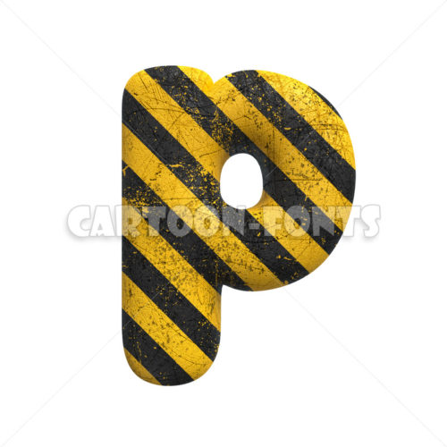 Danger letter P - Lower-case 3d character - Cartoon fonts - High quality 3d letters and signs illustrations