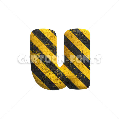 caution font U - lowercase 3d character - Cartoon fonts - High quality 3d letters and signs illustrations