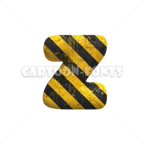 caution letter Z - lowercase 3d character - Cartoon fonts - High quality 3d letters and signs illustrations