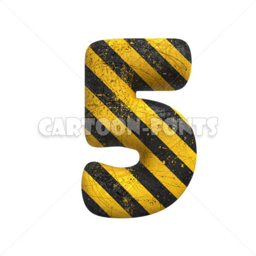 Danger numeral 5 - 3d digit - Cartoon fonts - High quality 3d letters and signs illustrations