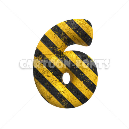 caution numeral 6 - 3d number - Cartoon fonts - High quality 3d letters and signs illustrations