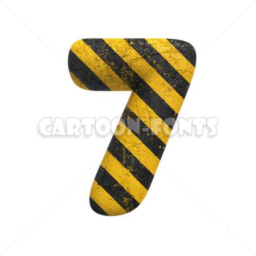 caution numeral 7 - 3d digit - Cartoon fonts - High quality 3d letters and signs illustrations