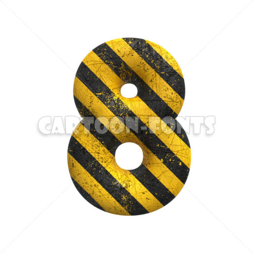 caution numeral 8 - 3d number - Cartoon fonts - High quality 3d letters and signs illustrations